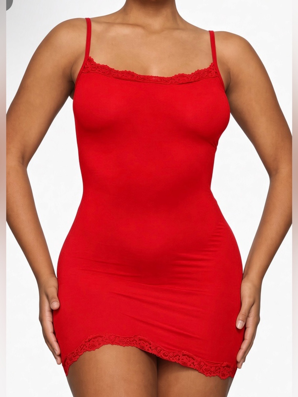 🌹SKIMS Fits Everybody Lace Slip Dress | Cayenne | S | NWT 🏷️